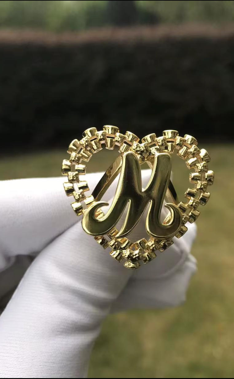 Heart Initial Ring